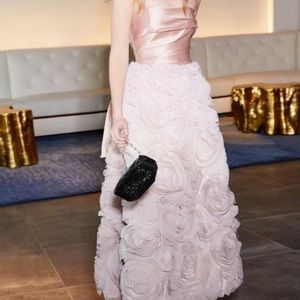 Marchesa Notte dress- Ombré textured tea dress with drapped bodice